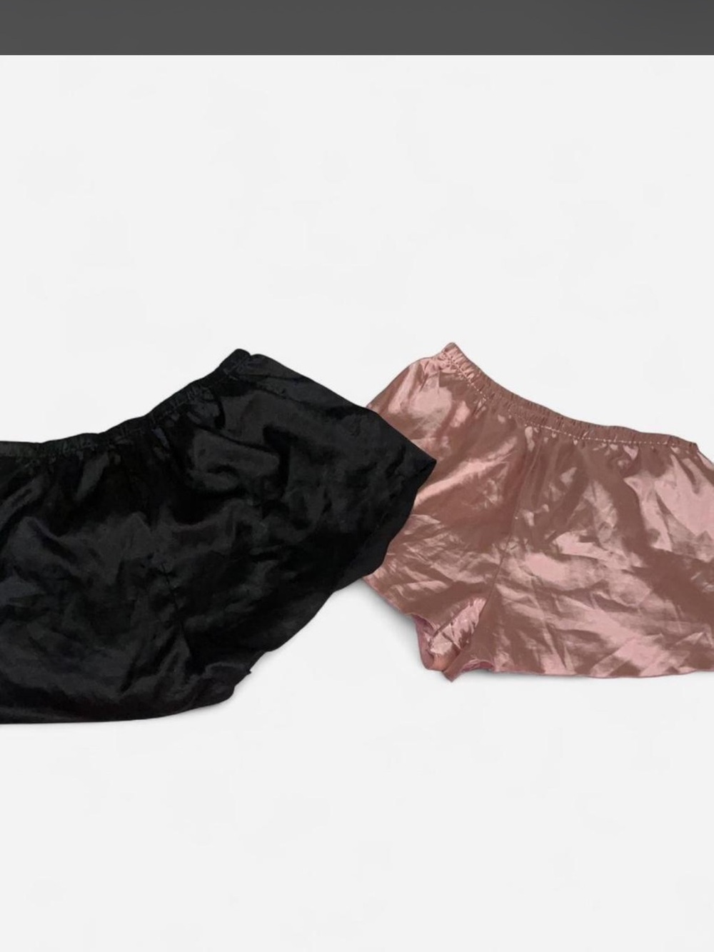 Womens Satin Pj Shorts - Black & Rose Pink